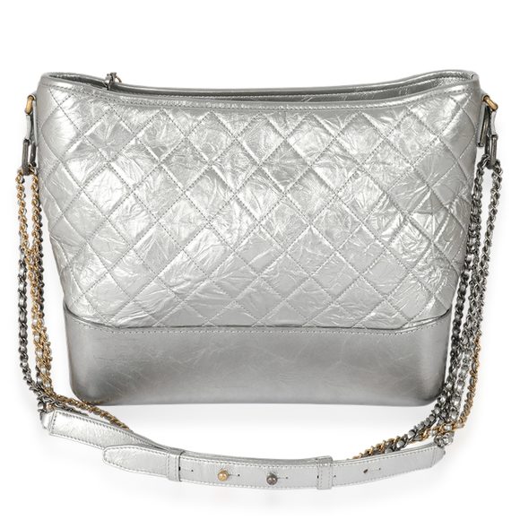 Chanel Silver Quilted Aged Calfskin Large Gabrielle Hobo - Picture 3 of 6